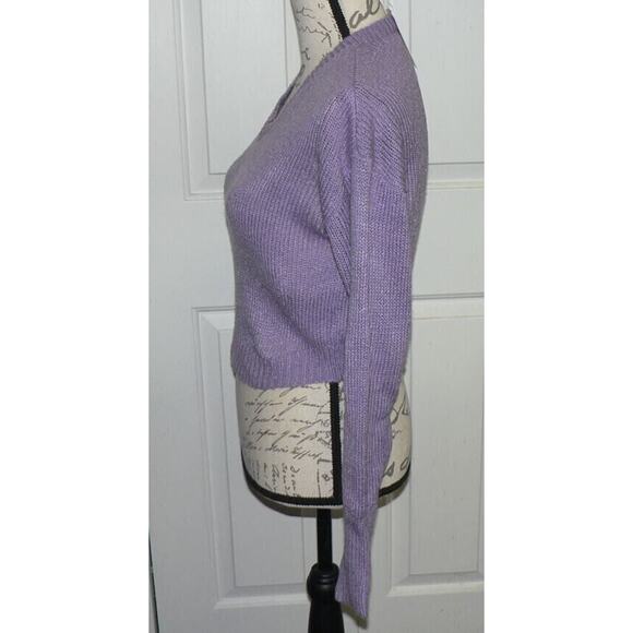 BP. Women's V-Neck Crop Pullover Sweater In Purple Veronica 2XS MSRP $39 - Picture 5 of 7